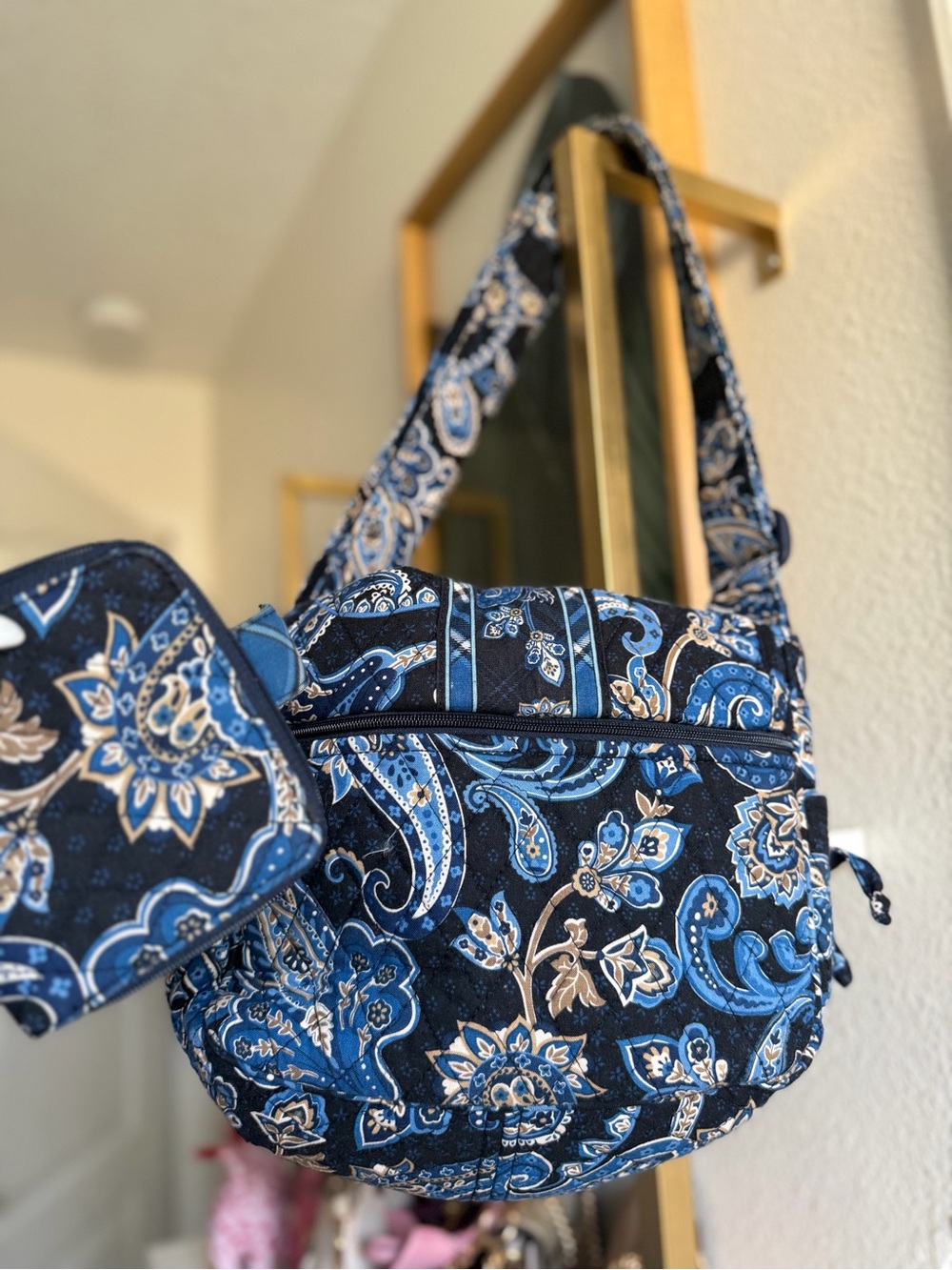 💙 Vera Bradley Blue Paisley Quilted Crossbody Bag Wallet Set - Picture 15 of 17